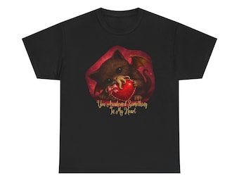 Camiseta de San Valentín con el Gato Cthulhu "Despertaste algo en mi corazón" / Camiseta de terror lovecraftiano para San Valentín
