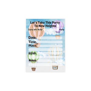 Cartes d'anniversaire en montgolfière + enveloppes, invitation à une fête d'enfant, d'adolescent, d'adulte, ensembles de papeterie pour événement, célébration