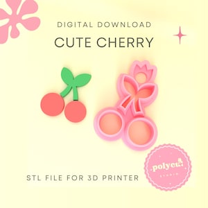 Cherry Clay Cutter STL Digital File Cherry with Stem Clay Cutter for Polymer Clay Stl Polymer Clay Cutter Stl Digital File Instant Download