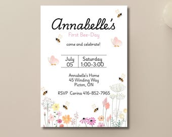 Invitation Premier jour des abeilles : garden-party fleurs sauvages (téléchargement numérique)