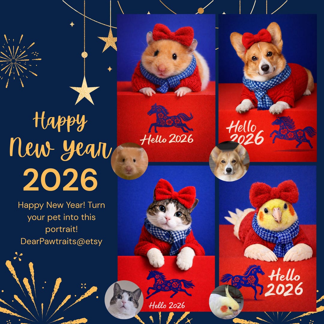 Personalized Pet Portrait 2026 New Year Pet Art Custom Dog Cat Il 1080xN.7630978945 Omku 