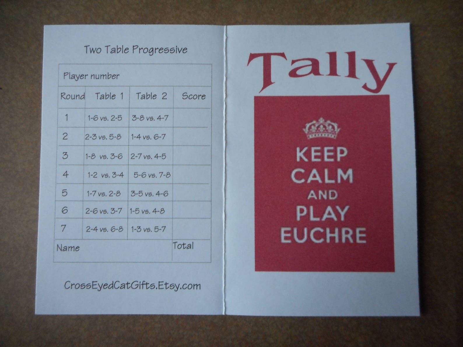 Tallies for 2 or 3 table Euchre Keep Calm and play euchre | Etsy