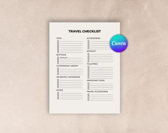 Travel Vacation Packing List Checklist Template