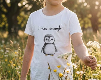 Camiseta de algodón orgánico de Eric el Pingüino / Camiseta con mensaje positivo (2-12 años)