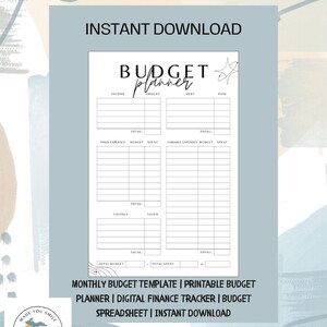 Printable Monthly Budget Planner: Finance Tracker, Savings Goals (PDF Download
