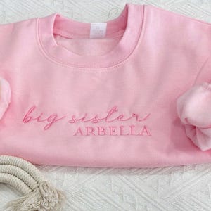 Embroidered Big Sister Toddler Sweater, Matching Big Sis Lil Sis T-Shirt, Baby Announcement Shirt, Little Brother & Sister Sibling T-Shirt.