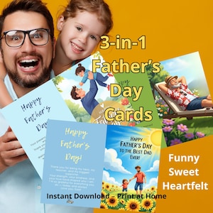 Paquete de tarjetas para el Día del Padre: Tarjetas imprimibles divertidas, tiernas y emotivas / Descarga instantánea / A4 / Carta (EE. UU.)