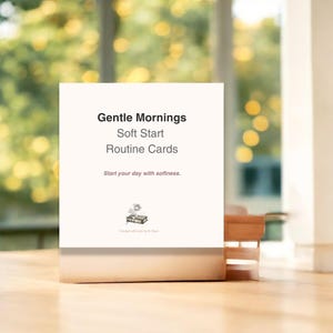 Zachte ochtenden | 24 softstart-routinekaarten | Afdrukbare zelfzorgkit A4 | PDF ochtendondersteuning | O. Roze