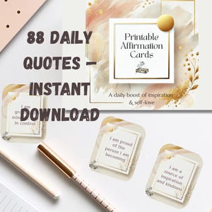 Printable Affirmation Cards | Minimalist Self-Love & Mindfulness Quotes | 88 Daily Cards | A5 PDF | OrosePrintables