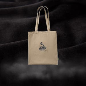 Gothic Snake Tote Bag: Luxury Black Serpent Canvas Shopper
