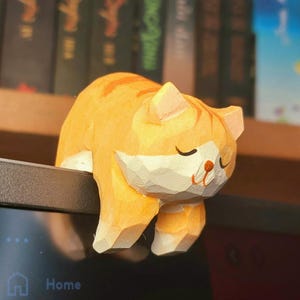 Handmade Wooden Kitten Cat Desk Decor, Wood Kitty Bird, Handmade Meow Figurine Statues, Gift for her, kitten mom gift, Cat lover Birthday
