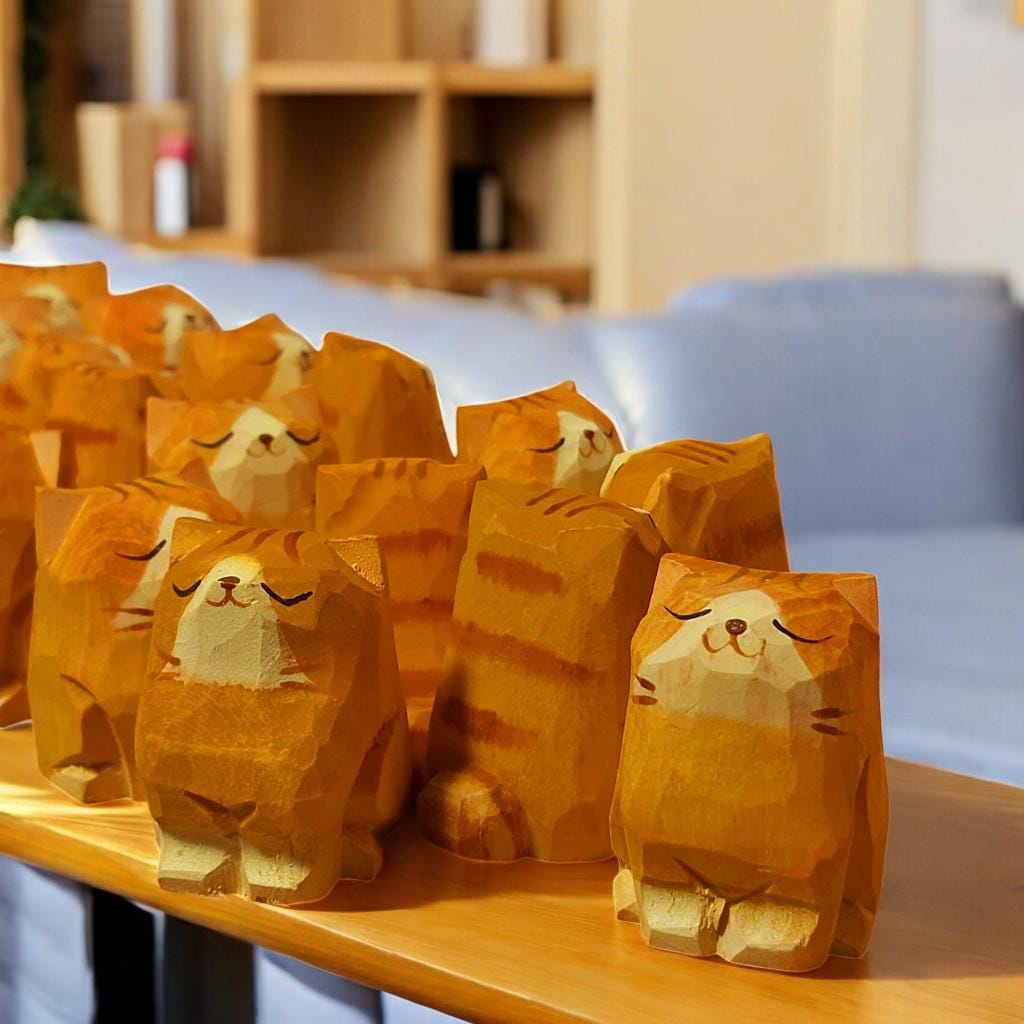Portachiavi In Legno Con Gatto - Ciondolo In Acciaio, Catena 10 Cm, Regalo Bimbi