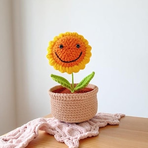 Custom Cute Crochet Sunflower/Rose Plant, Hand Knitted Flower, Thank you for helping me grow Quotes, Emotional Support, Thanksgiving Gifts