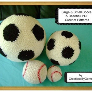 Small and Large Soccer Ball and Baseball PDF Crochet Pattern