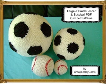 Small and Large Soccer Ball and Baseball PDF Crochet Pattern