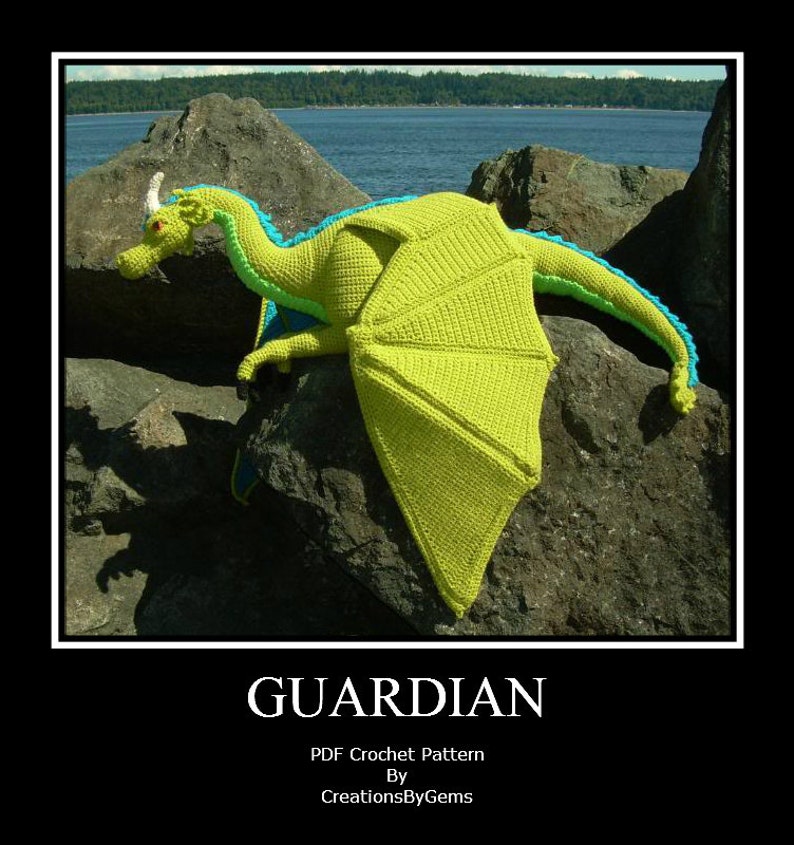 Guardian the Dragon PDF Crochet Pattern by CreationsByGems image 1