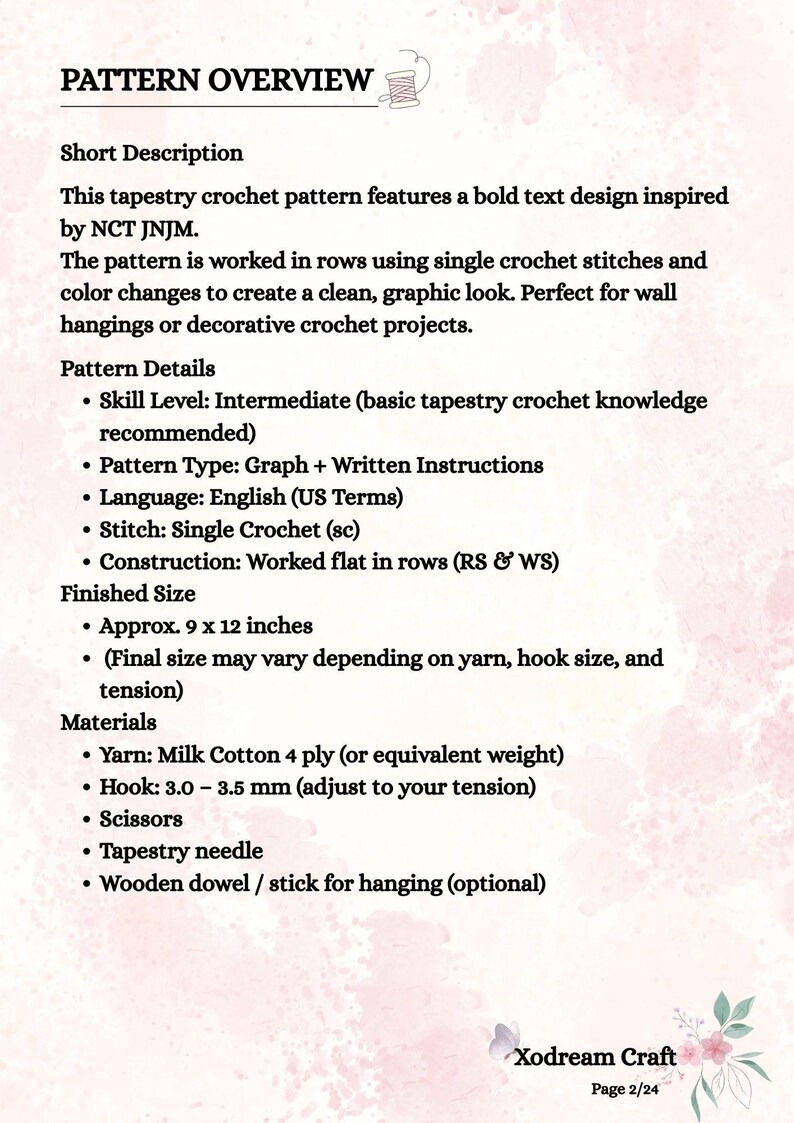Nct Pattern NCT JNJM Both Sides Kpop Inspired Tapestry Crochet Pattern PDF Digital ...
