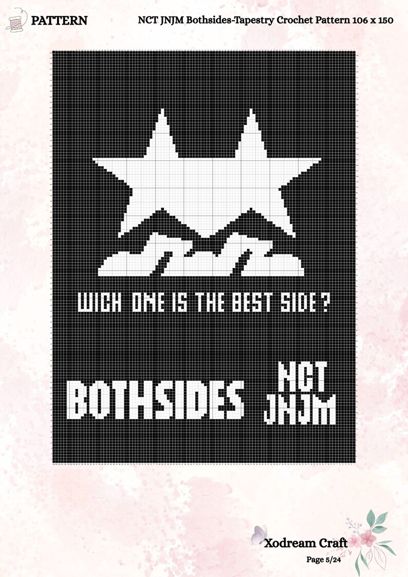 Nct Pattern NCT JNJM Both Sides Kpop Inspired Tapestry Crochet Pattern PDF Digital ...