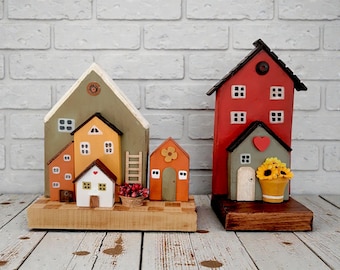 Ręcznie robiony drewniany domek w miniaturze | Rustykalny wystrój