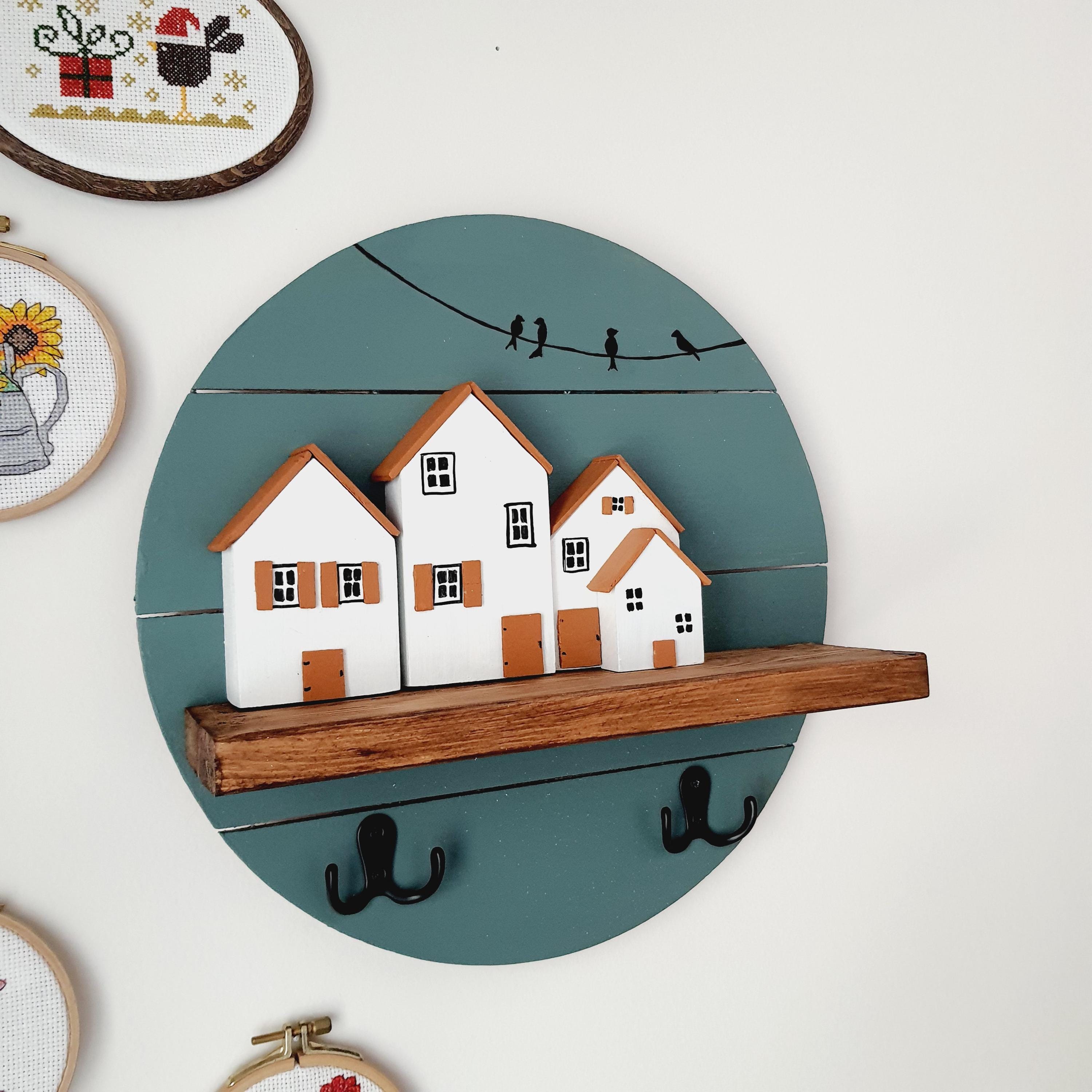 Handmade Wooden Key Rack With Shelf: Upcycled Wall Art Decor - Etsy