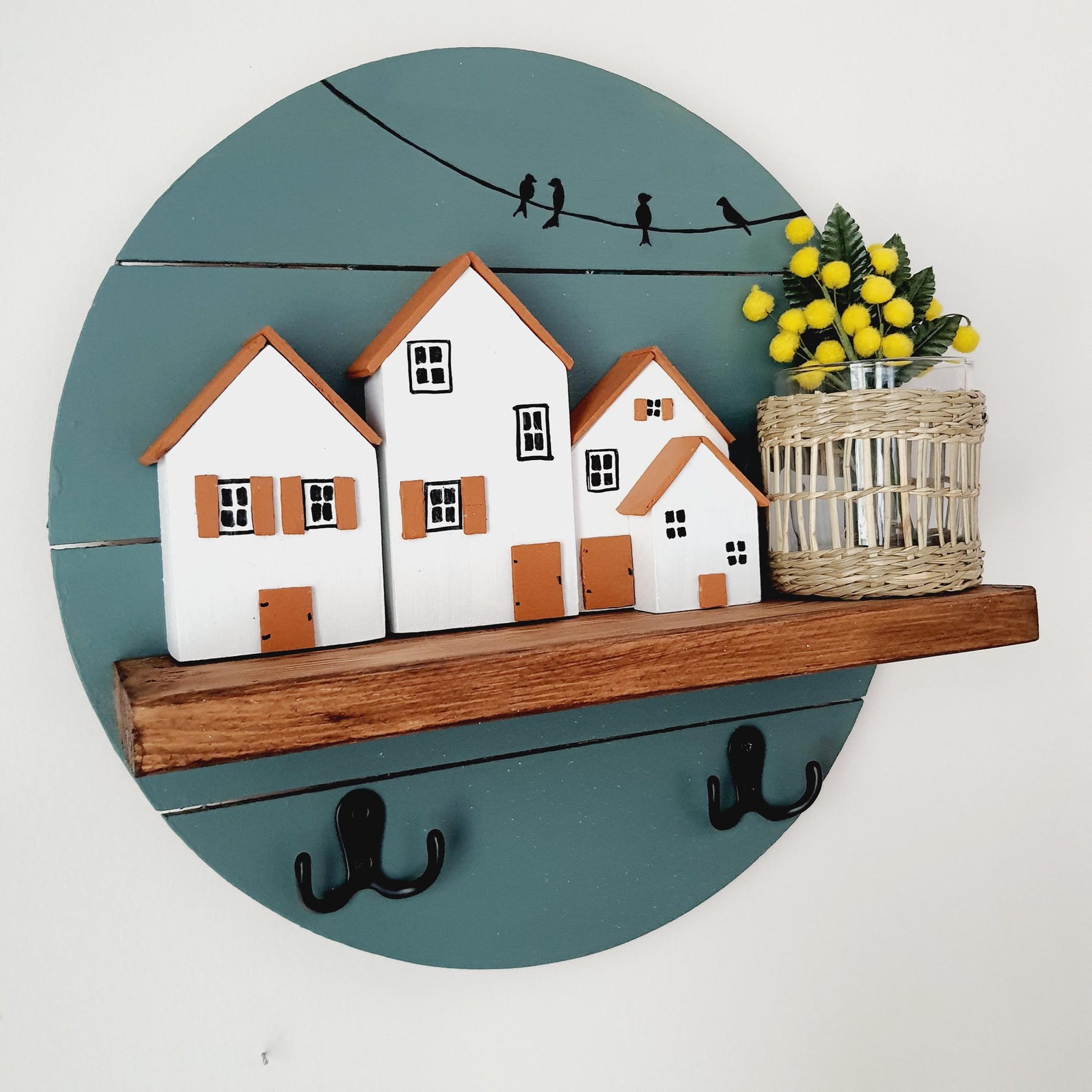Handmade Wooden Key Rack With Shelf: Upcycled Wall Art Decor - Etsy