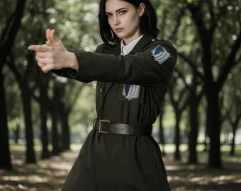 20 Tage Anfertigungszeit – Maßgeschneidertes Outfit aus der letzten Staffel von Attack on Titan: Trenchcoat-Uniform des Aufklärungstrupps, Levi, Hange, Mikasa | Kostüm für Anime-Conventions