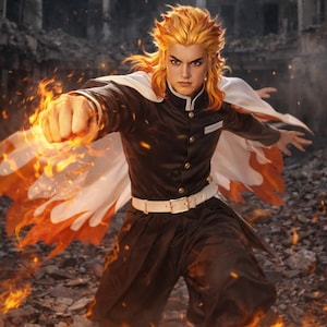 15 days to make -•- "Burn Your Heart" Custom Kyojuro Rengoku Cosplay Costume, Full Set Uniform, Flame Hashira Kimono, Anime Demon Slayer Outfit