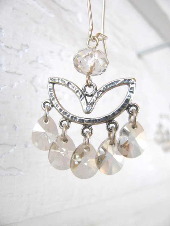 Items similar to Sterling and Crystal Drop Earrings on Etsy