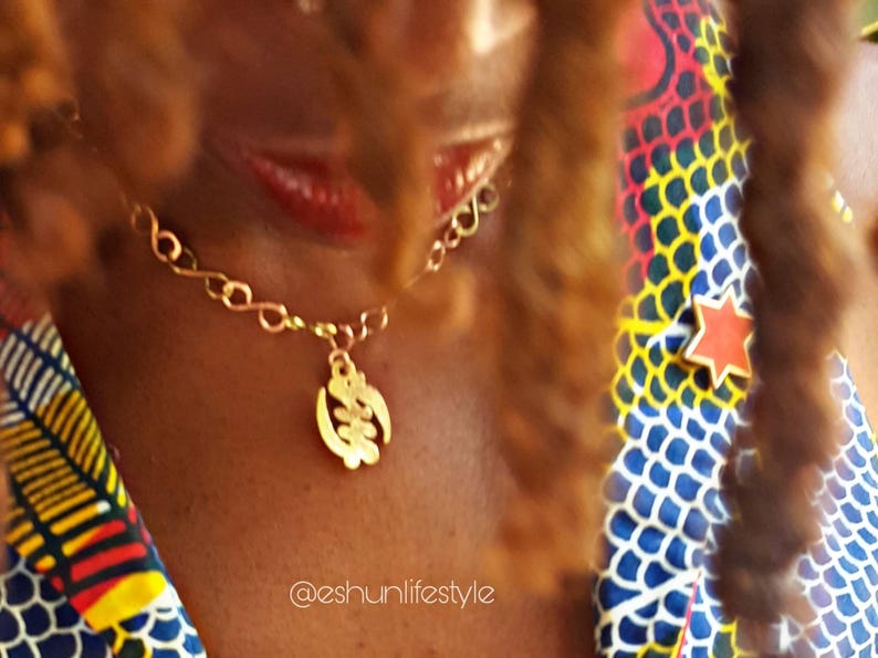 Gye Nyame Necklace None but God, Adinkra Symbols, Brass, Akan, Ghana, African, Empowerment, Self Love, Culture Jewelry image 1