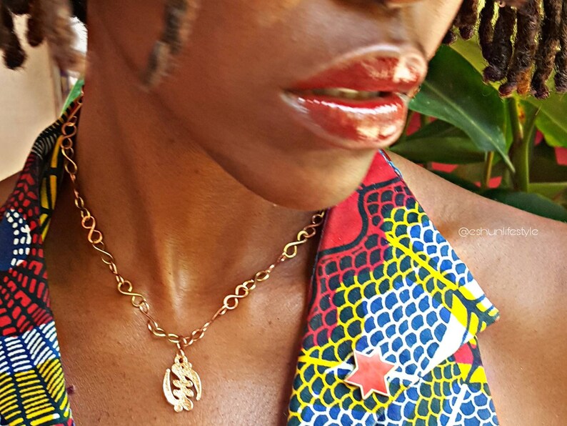 Gye Nyame Necklace None but God, Adinkra Symbols, Brass, Akan, Ghana, African, Empowerment, Self Love, Culture Jewelry image 3