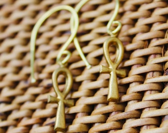 Ankh Earrings ||  Brass, Khemet, Afrika, Healing, Afrikan , Empowerment, Self Love, Culture Jewelry