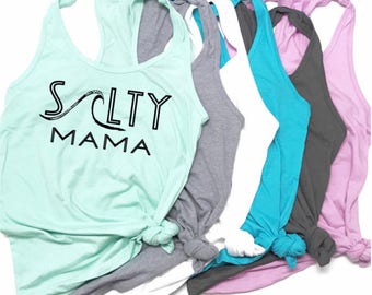 Salty beach Mom Shirt | Beach Ocean Salty Mama Tee | MomLife Tank Top | Mommy and Me shirts set | Mermaid shirt