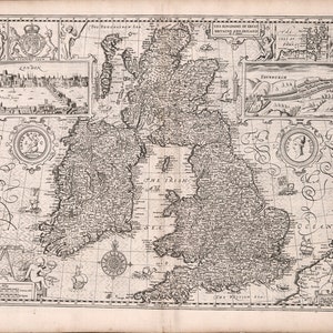 Carte historique de l'Angleterre, Grande-Bretagne, XVIIe siècle, reproduction d'art MP002