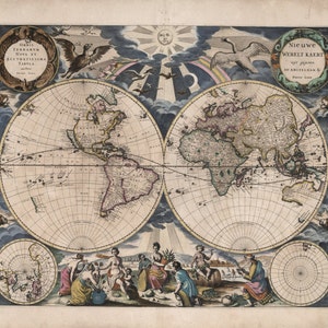 Color Historical World Map, Gift for History Buff, Fine Art Reproduction MP026