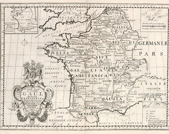 フランスアンティーク　MAP Antique Map of France, 18th Century, Fine Art Reproduction