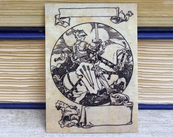 Vintage Style Bookplate with Knight on Horseback: Set of 24 Book Plate Stickers