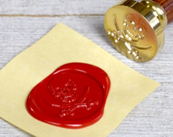 Skull and Swords Wax Seal Stamp // Jolly Roger Pirate Brass Stamp