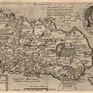 Historical Map of Ireland, 17th Century, Cartography Art Reproduction MP006 image 1