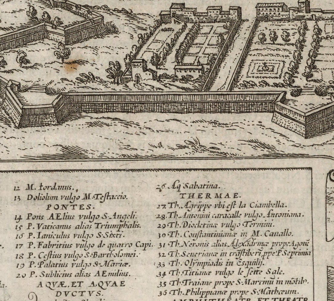 Historical City Map of Rome, Italy, 16th Century, Fine Art