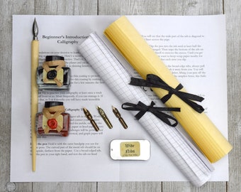 Basic Calligraphy Starter Kit with Dip Pen, Nibs, Ink, and Paper