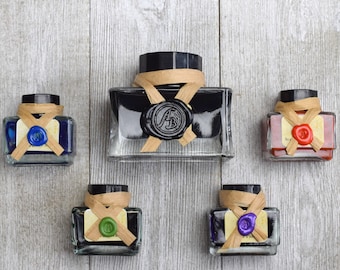 Set of 5 Calligraphy Inks for Quills and Dip Pens, Writing Ink Gift Set