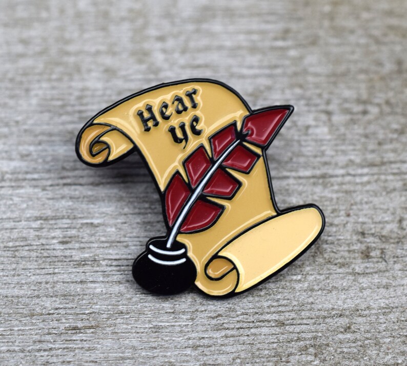 Feather Quill Pen and Ink Enamel Pin // Gift for Writers // Etsy