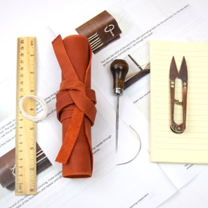 Leather Journal DIY Craft Kit // Book Binding Kit Long Stitch with Tools image 6