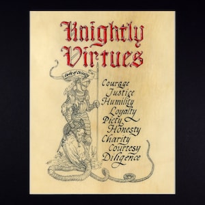 Code of Chivalry with Medieval Knight and Dragon Fine Art Print Reproduction