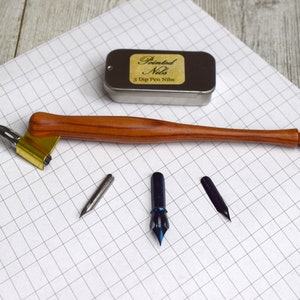 Deluxe Calligraphy Set with Dip Pens, Nibs, Ink, Paper, Instructions in Wood Gift Box // Gift for Writers image 7