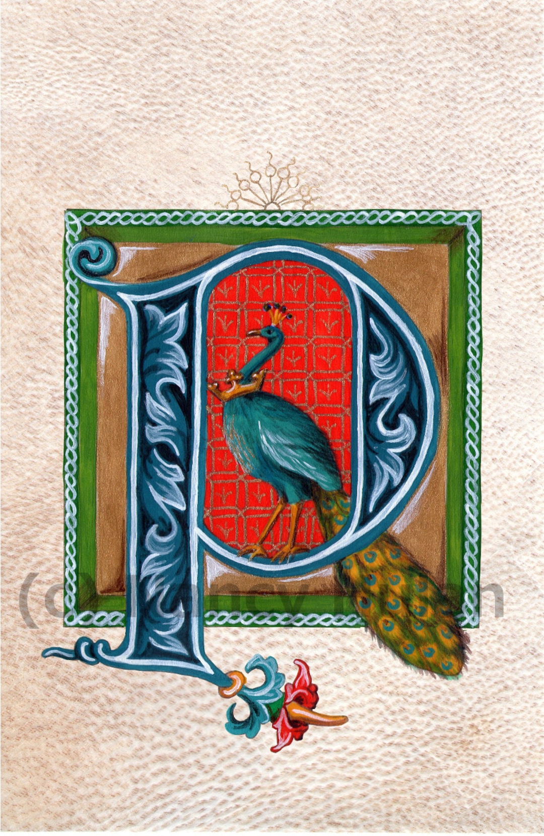 Medieval Illuminated Letter P Alphabet Letter P Painted - Etsy