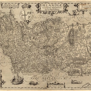 Renaissance Karte von Irland, 17th Century, Fine Art Reproduktion MP007