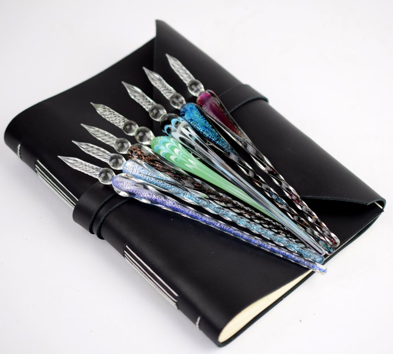 Murano Glass Dip Pen Set with Inkwell and Pen Rest One Pen, Choice of Colors image 8