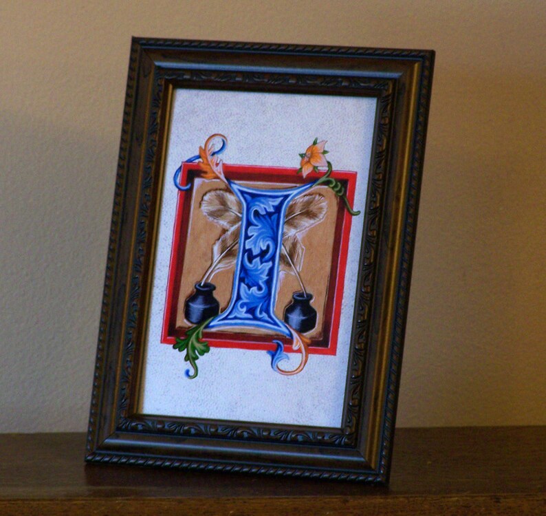 Alphabet Letter I Medieval Illuminated Letter I Painted | Etsy