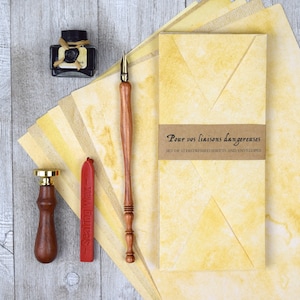 Paquete de regalo para escritores con papelería, sobres, bolígrafo y sello de cera